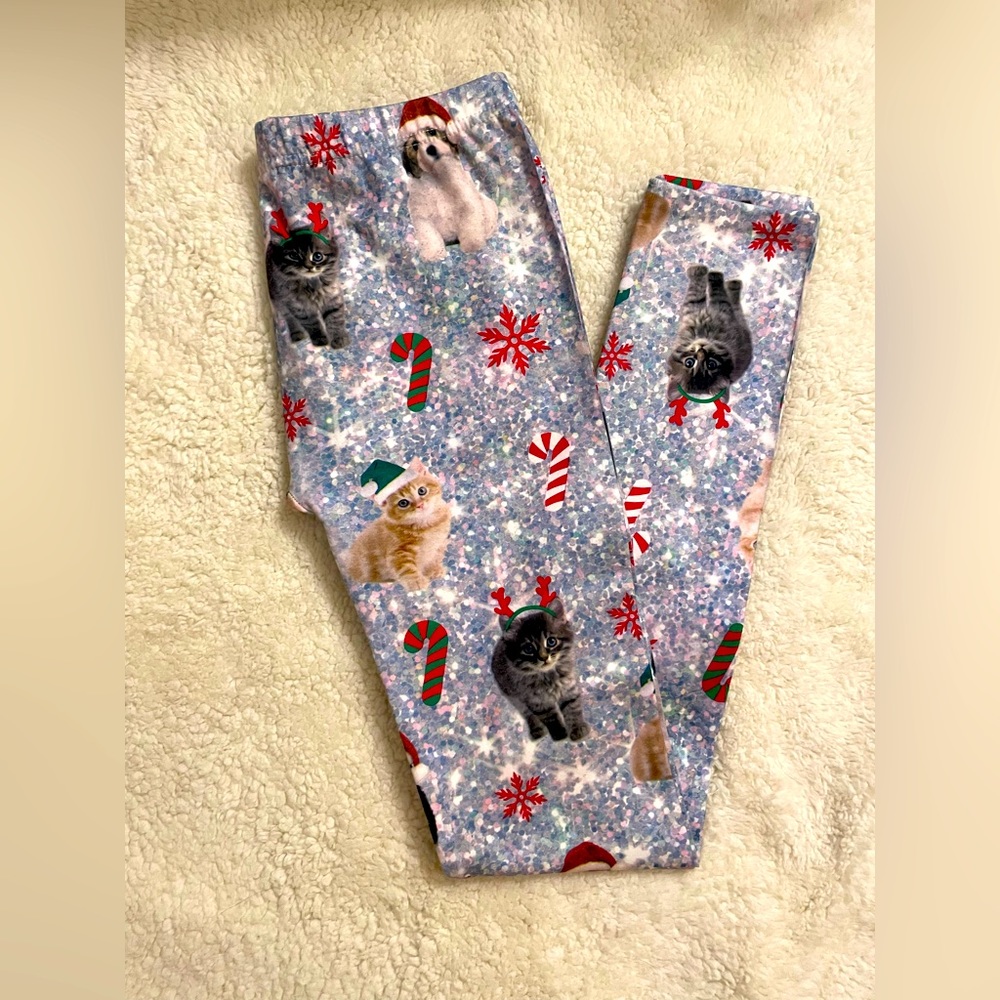 Capelli Holiday Cat Kitten Dog Puppy “Sparkly” Warm Leggings